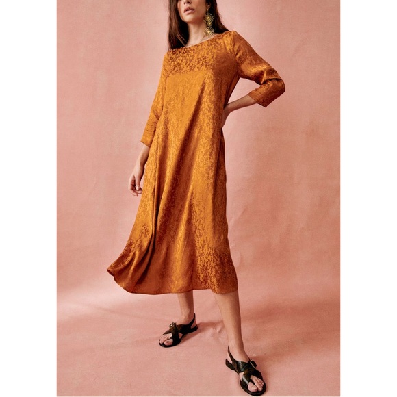 Sezane Midi Long-Sleeve Jacquard Tinsley Dress